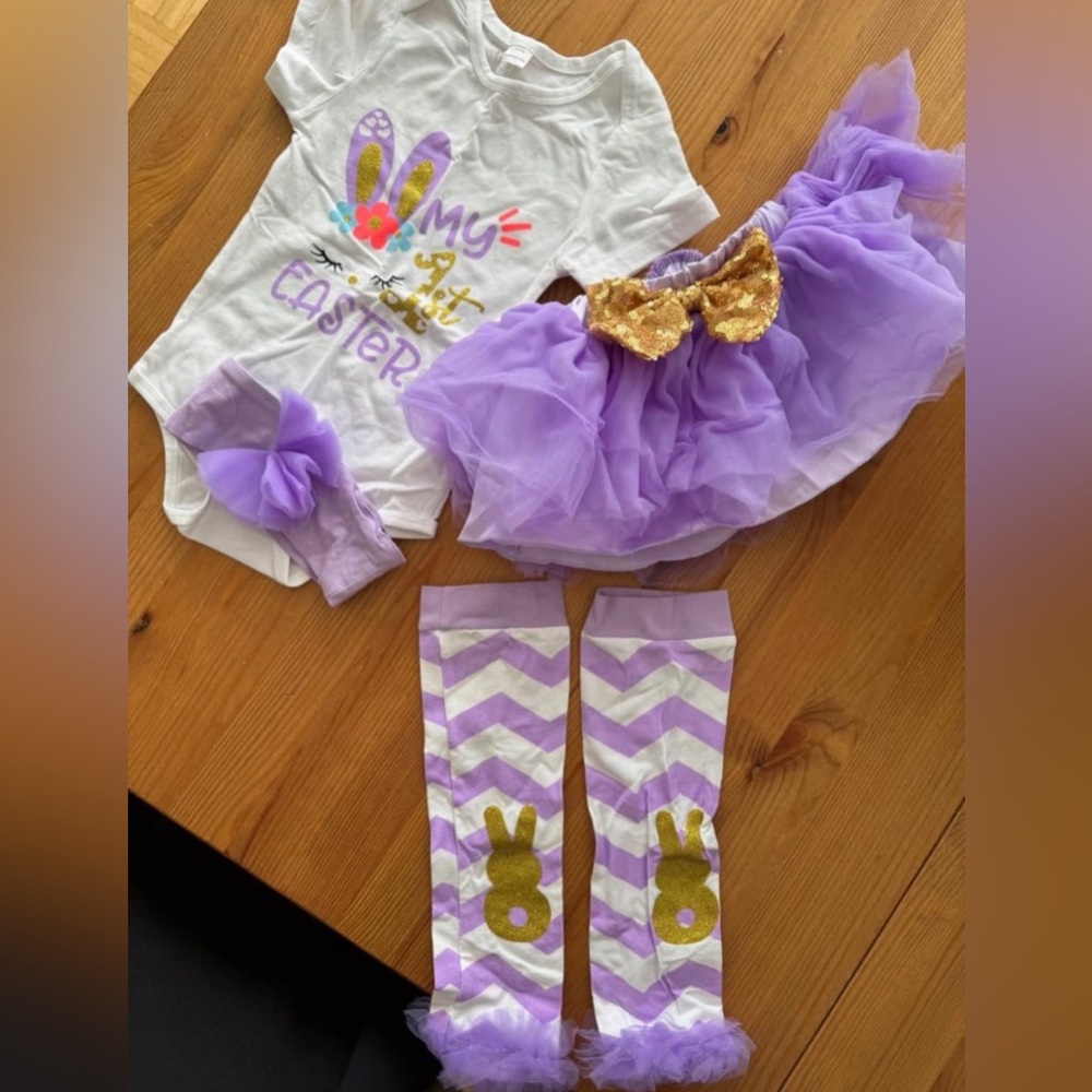 Purple and Gold Easter Outfit Set